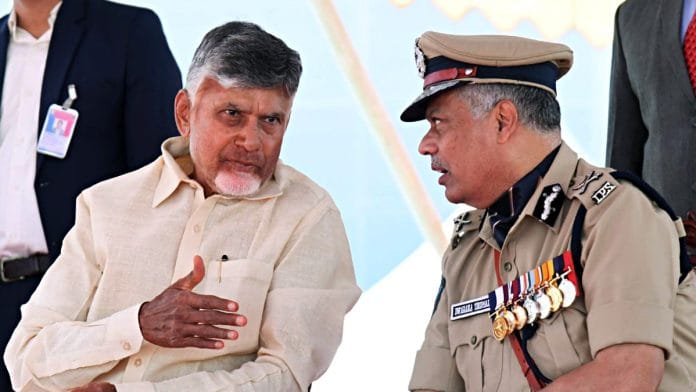 File photo of Andhra Pradesh CM Chandrababu Naidu with DGP Dwaraka Tirumala Rao | ANI