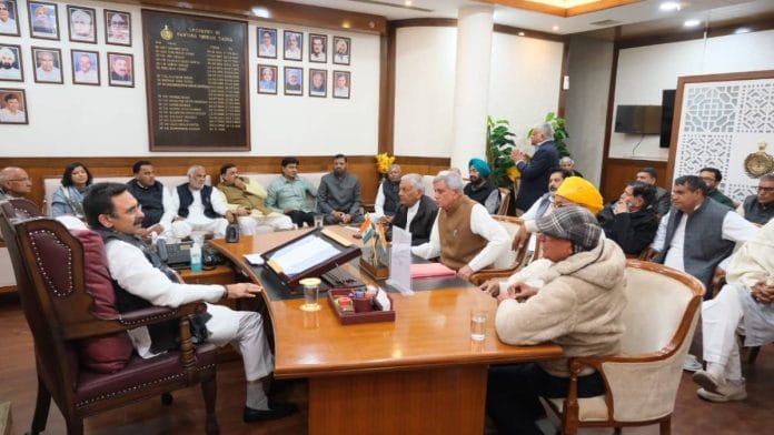 A delegation of former Haryana legislators with Speaker Harvinder Kalyan Tuesday | Photo: By special arrangement