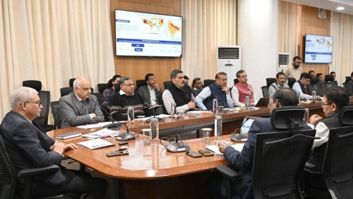 Haryana Chief Secretary Vivek Joshi holds a meeting of officers in Chandigarh last month | Photo: Haryana PR department