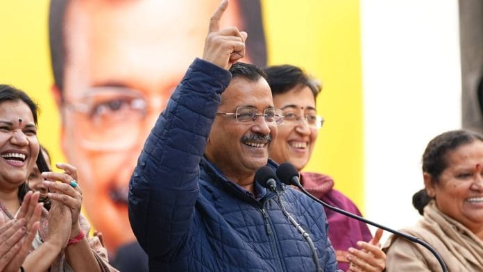 Arvind Kejriwal at the AAP headquarters in Delhi Thursday | Photo: By special arrangement