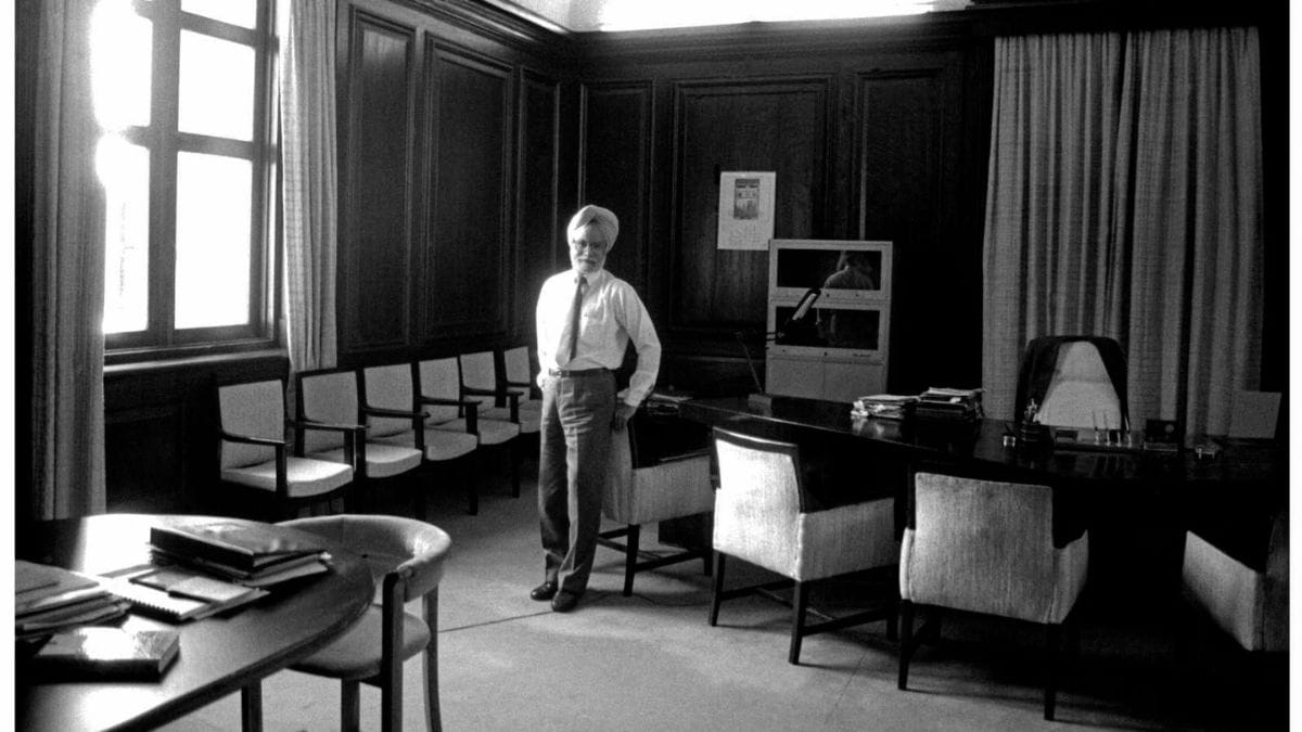 Finance Minister Manmohan Singh in his North Block office after presenting the 1991 budget. | Praveen Jain | ThePrint
