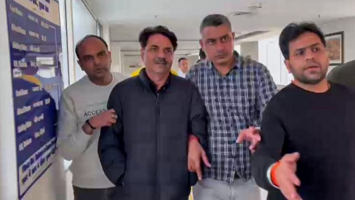 AAP MLA Naresh Balyan being produced before Rouse Avenue Court in Delhi, Sunday | ANI