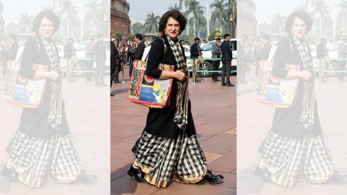 Priyanka Gandhi Vadra carrying Palestine handbag to Parliament, Monday | ANI