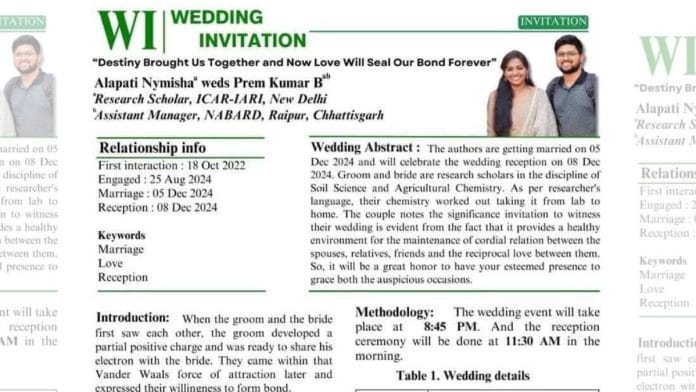 A grab of Nymisha & Kumar's wedding invite | X: @AgBioWorld