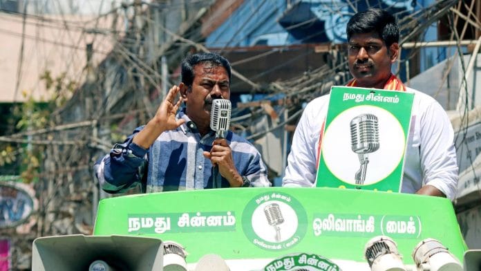 File photo of Naam Tamilar Katchi Party leader Seeman | Photo: ANI