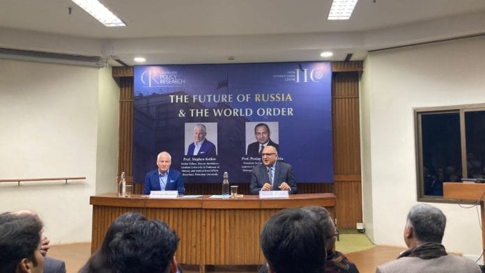 Stephen Kotkin and Pratap Bhanu Mehta at the discussion organised by the Centre for Policy Research