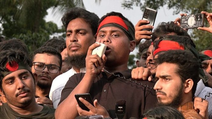File photo: Hasnat Abdullah (centre), convenor of the Anti-discrimination Students Movement in Bangladesh | Wikimedia Commons