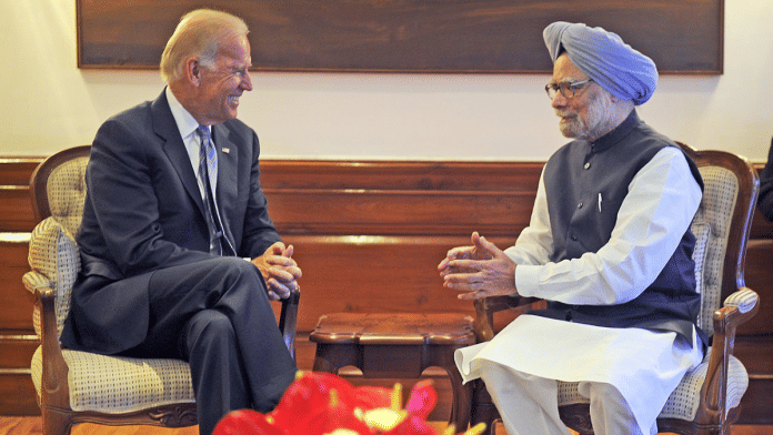 File photo of US President Joseph Biden with Prime Minister Manmohan Singh in New Delhi | PIB