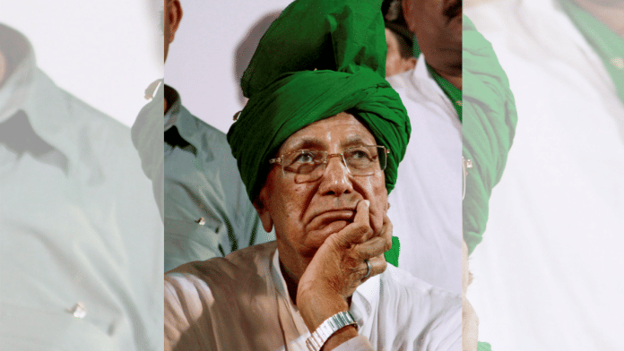 File photo of INLD chief Om Prakash Chautala at an election rally in Gurugram | PTI