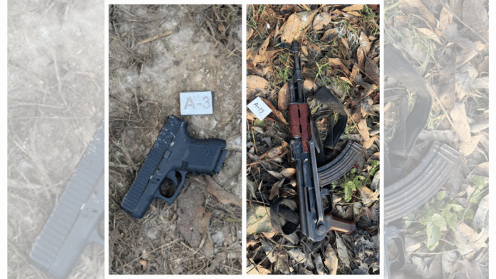 The firearms confiscated from the site of encounter at Pilibhit district in Uttar Pradesh | X/@Uppolice