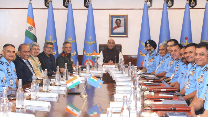 File photo of Defence Minister Rajnath Singh at the IAF Commanders’ Conference in New Delhi | X/@rajnathsingh