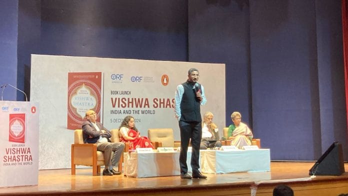 Dhruva Jaishankar addressing the audience at the launch of his book, 'Vishwa Shastra', Prime Ministers' Museum and Library