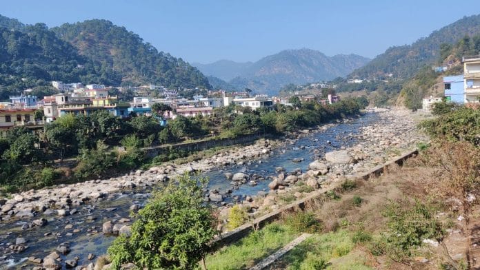 Shambhu River flowing in the state, which retraced its original path after the 2013 and 2018 landslides blocked its route and created a separate waterbody near Kuwari | Soumya Pillai, ThePrint