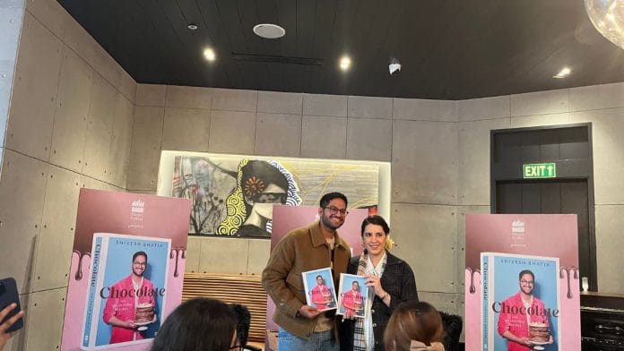 Shivesh Bhatia (L) and Anahita Dhondy (R) at the launch of Bhatia's new book Chocolate | Theres Sudeep, ThePrint