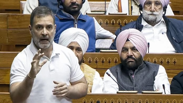 Lok Sabha LoP Rahul Gandhi speaks in the House during the Winter Session of the Parliament, in New Delhi on Saturday | ANI/Sansad TV