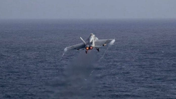 A US Navy F/A-18 Super Hornet | @CENTCOM/ X