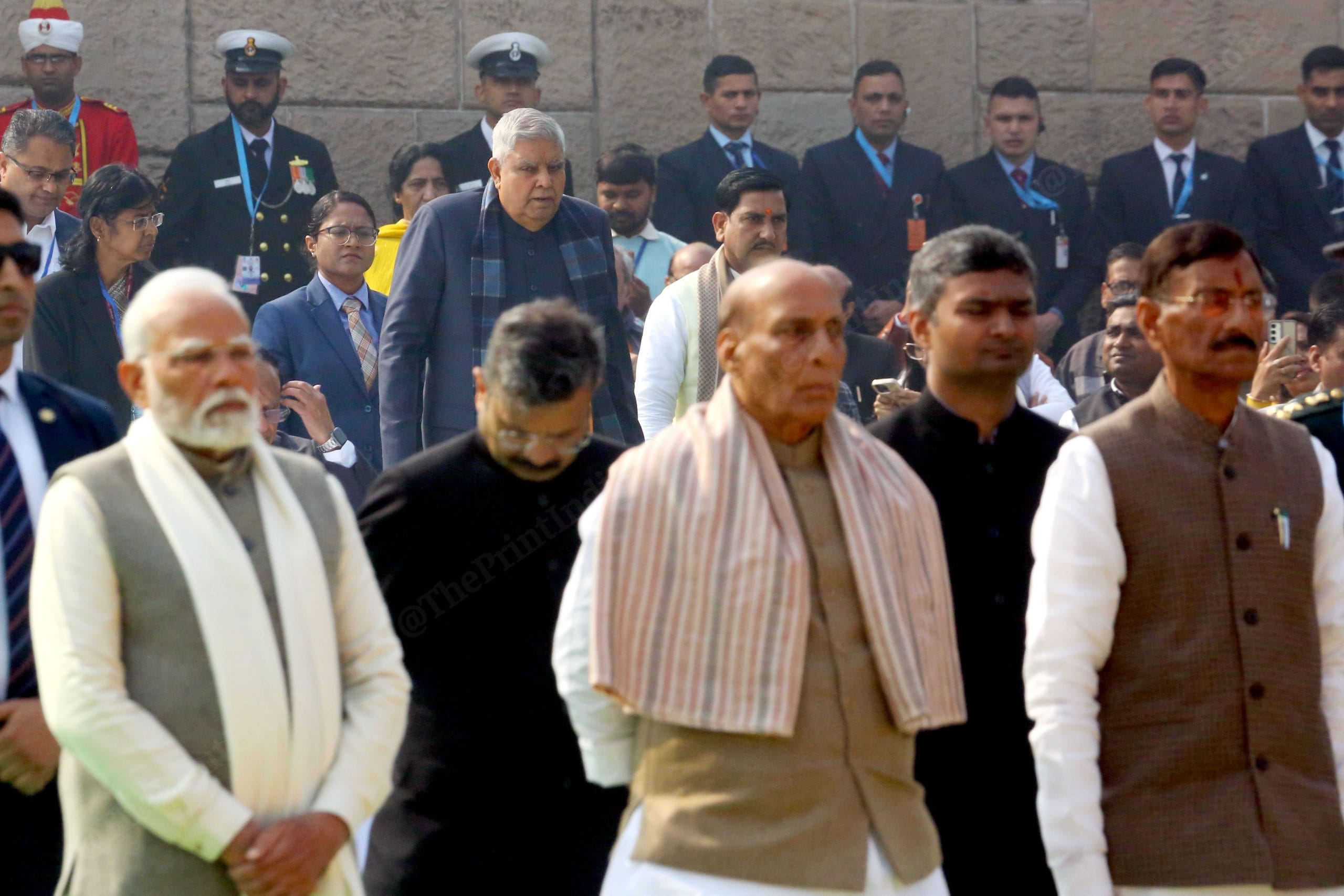 Vice President Jagdeep Dhankar arrives to pay homage | Photo: Praveen Jain | ThePrint