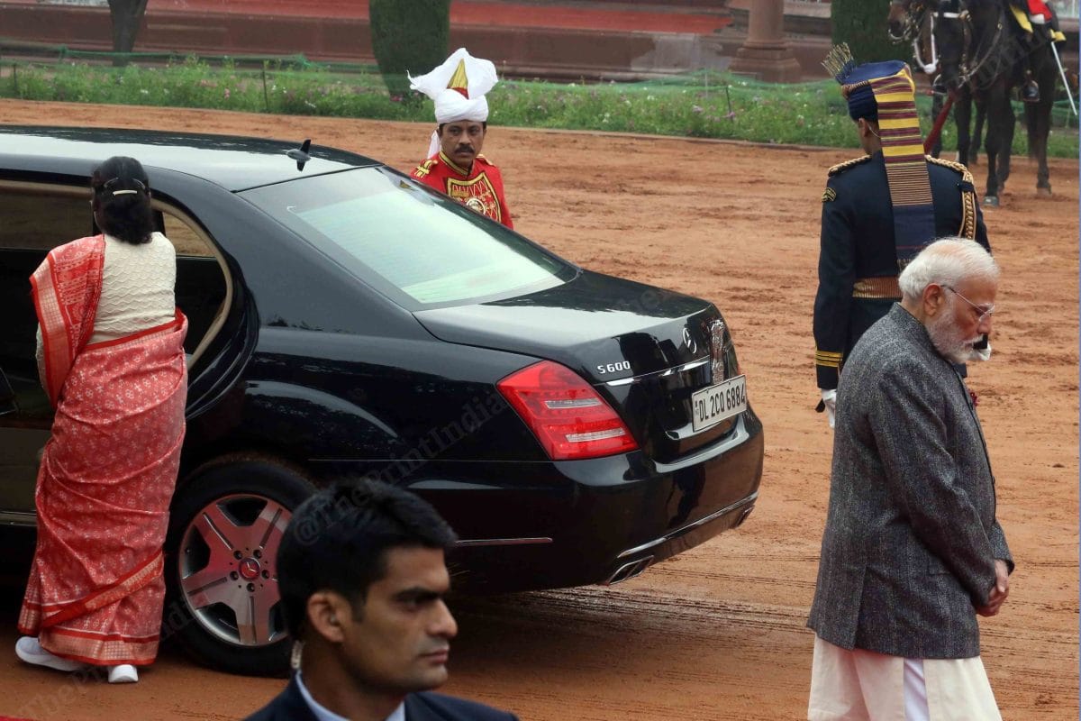 President Murmu leaves after the ceremonial reception | Praveen Jain | ThePrint