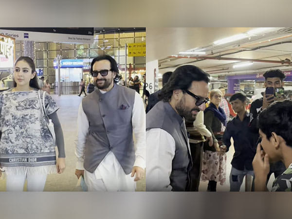 Saif Ali Khan listens to young fan's impressive beatboxing while at the airport with daughter Sara 