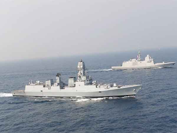 French carrier strike group conducts air-sea manoeuvres with Indian Navy