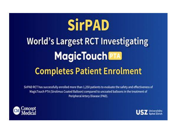 SirPAD - World's largest RCT Investigating MagicTouch PTA sirolimus Coated Balloon completes patient enrolment