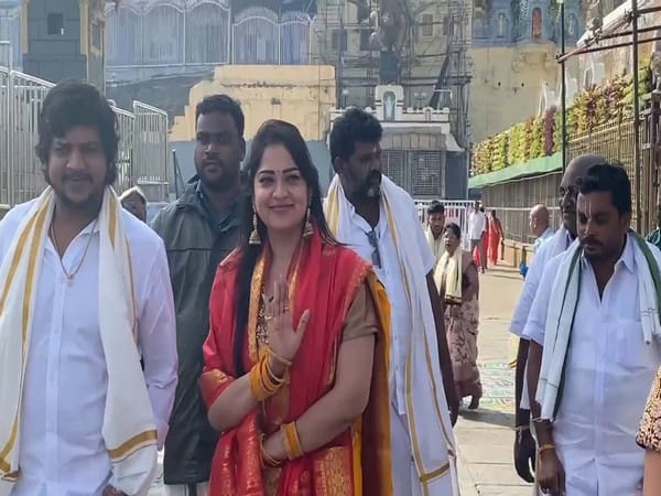 Actor Ashwini Sri offer prayers at Tirumala Temple