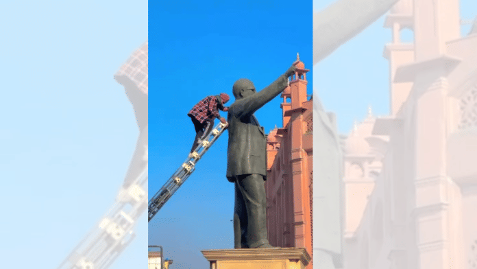A statue of B R Ambedkar, a popular tourist spot in Amritsar was vandalised Sunday | by special arrangement