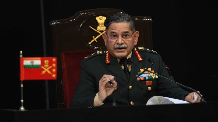 Army Chief Gen Upendra Dwivedi addressing annual press conference at Manekshaw Centre in New Delhi, Monday | ThePrint Photos