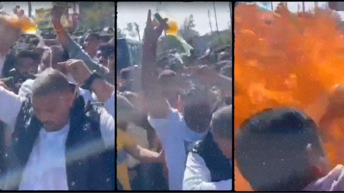Stills from a video of the self-immolation attempt in Pithampur in MP's Dhar district, Friday | By special arrangement