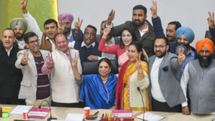 One defection and three cross-votes in favour of the BJP ensured the victory of the BJP’s mayoral candidate Harpreet Kaur Babla. | ANI