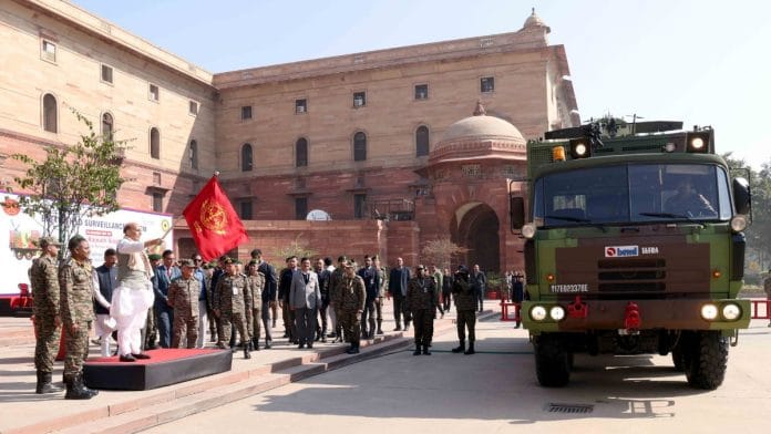 Defence Minister Rajnath Singh flags off ‘SANJAY - The Battlefield Surveillance System (BSS)’ from South Block, Friday | Ministry of Defence