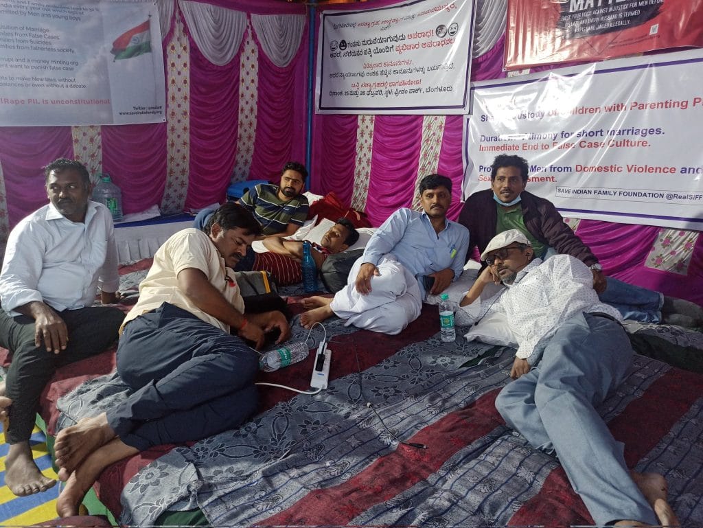 Anil Murty (in cap), co-founder of SIFF at a 2 day hunger strike in Bengaluru in February 2023 | X / @realsiff