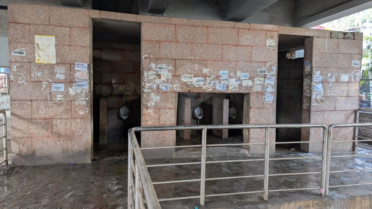 Residents complain of an abandoned washroom outside Harijan basti in West Delhi's Nangal Raya. | Apoorva Mandhani | ThePrint