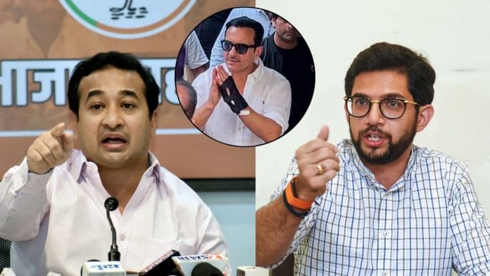 BJP leader Nitesh Rane, Opposition MLA Aaditya Thackeray and Saif Ali Khan after he was discharged from the hospital. | ANI