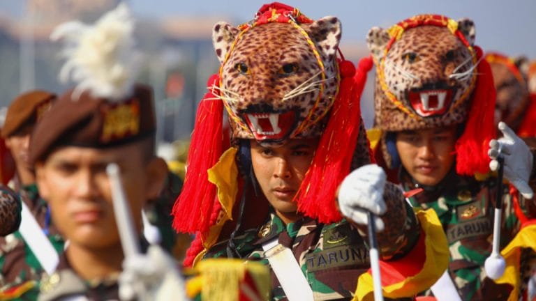 Indian armed forces & Indonesian contingent march side by side. Glimpses from Republic Day rehearsal