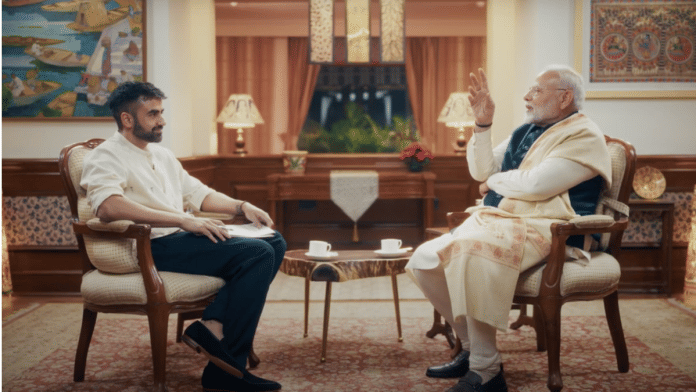 PM Modi with Zerodha co-founder Nikhil Kamath | Screen grab | Youtube