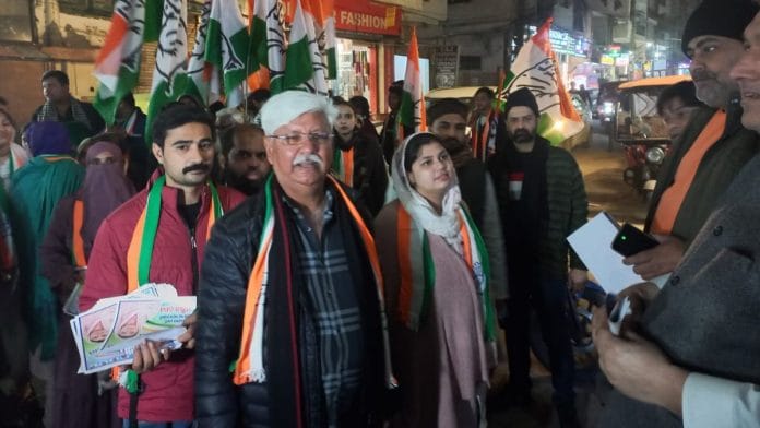 Congress's Ariba Khan and her father, former Congress MLA Asif Khan, campaigning in Okhla | Prashant Srivastava | ThePrint