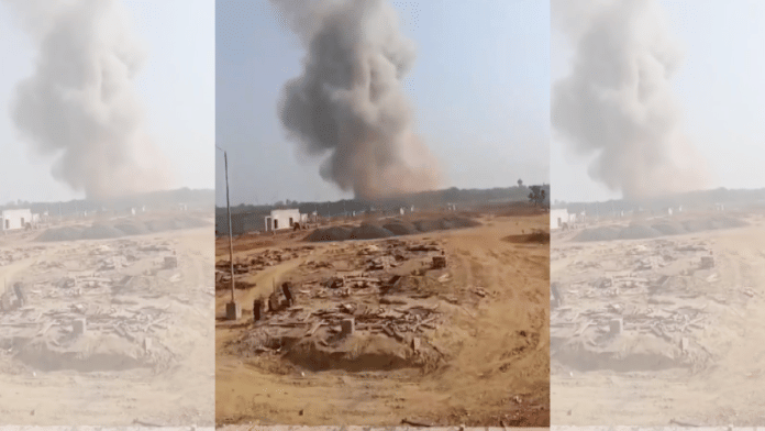 Still from video of blast at ordnance factory in Bhandara | Screen grab | X\@PTI_News