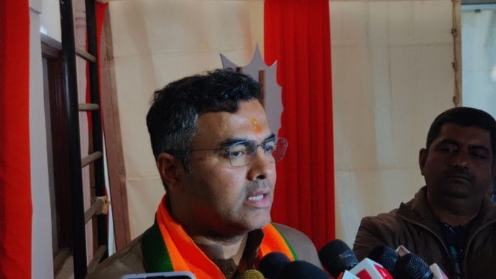 BJP candidate Parvesh Verma as he campaigns in the Kali Bari area of Delhi. | ThePrint