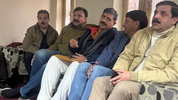 Jammu MP Jugal Kishore Sharma with the members of Vaishno Devi Sangharsh Samiti | Versha Koul | ThePrint