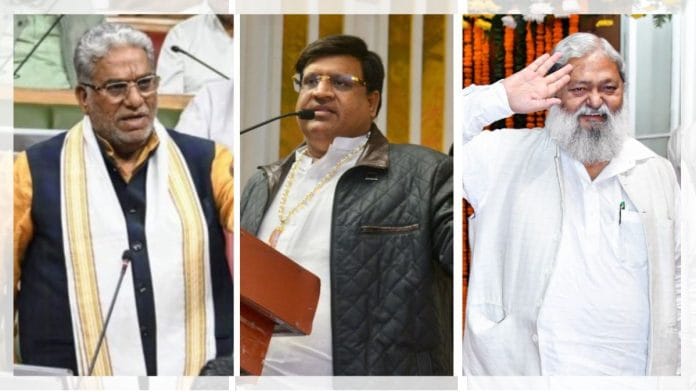 Krishan Lal Panwar, Vipul Goel, Anil Vij | File Photos | X/ANI