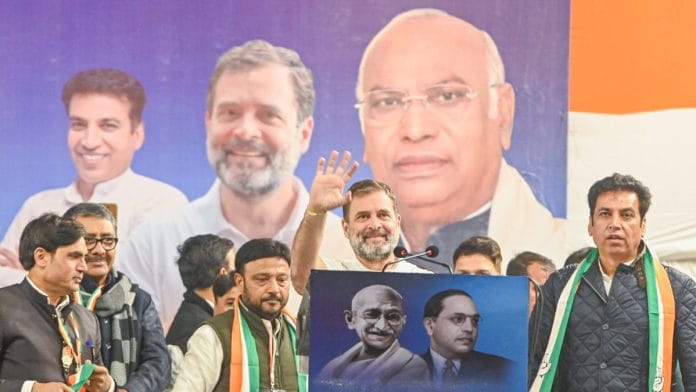 Rahul Gandhi addresses a public rally at Seelampur in Delhi on Monday ahead of the Delhi assembly elections | ANI