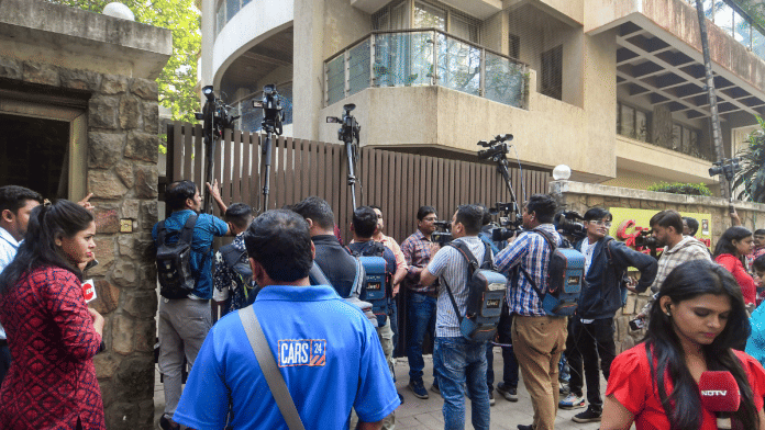 Media persons outside Bollywood actor Saif Ali Khan's residence after an intruder attacked him with a knife, at Bandra, in Mumbai, Thursday | PTI