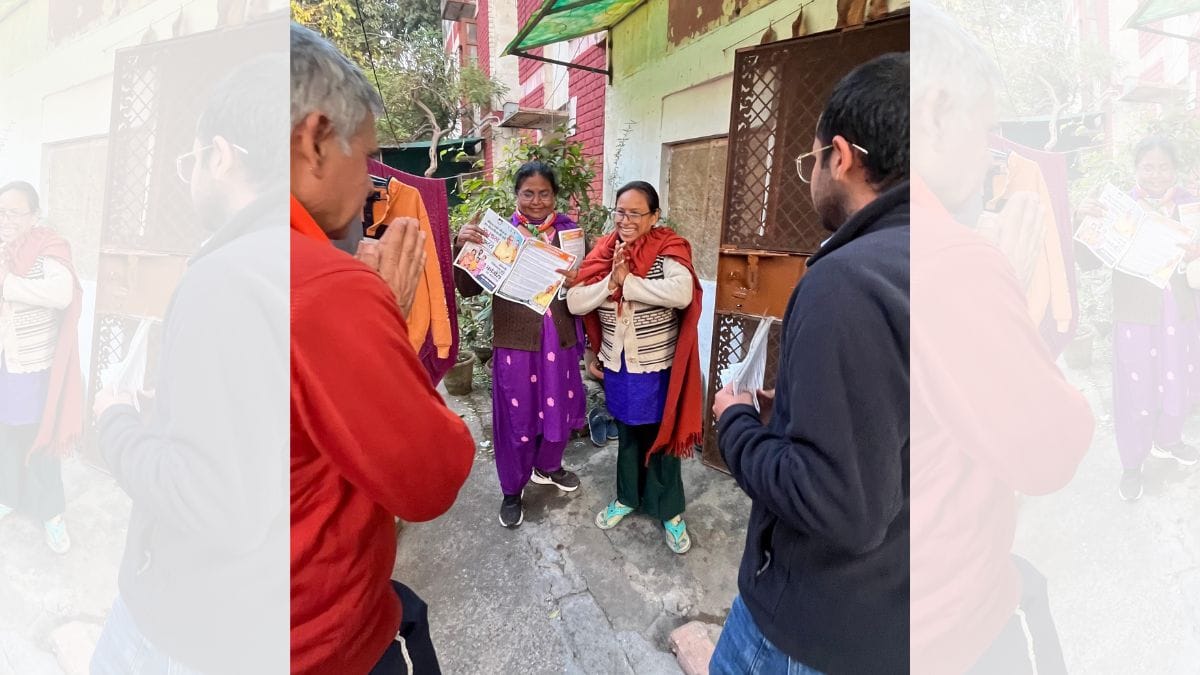 Sandeep Dikshit on a door-to-door campaign in West Kidwai Nagar, New Delhi. | By special arrangement