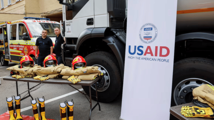 Ukrainian rescuers appear next to new equipment, which was provide by United States Agency for International Development before a press conference of the USAID Administrator Samantha Power during her visit to Ukraine, amid Russia's attack on Ukraine, in Kyiv, Ukraine, on 17 July 2023. | File Photo| Alina Smutko | Reuters