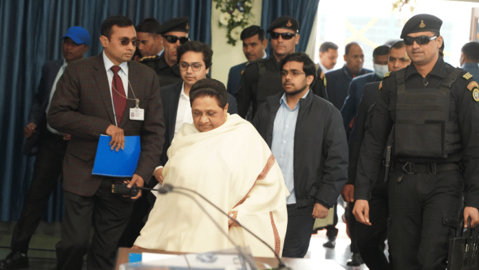 BSP supremo Mayawati along with her nephews Akash and Ishan Anand at a party event in Lucknow on Thursday | By Special Arrangement