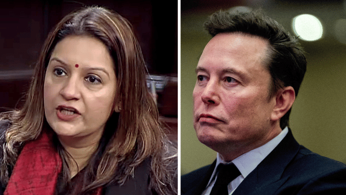 Rajya Sabha MP Priyanka Chaturvedi and Tesla CEO Elon Musk | ANI/Reuters