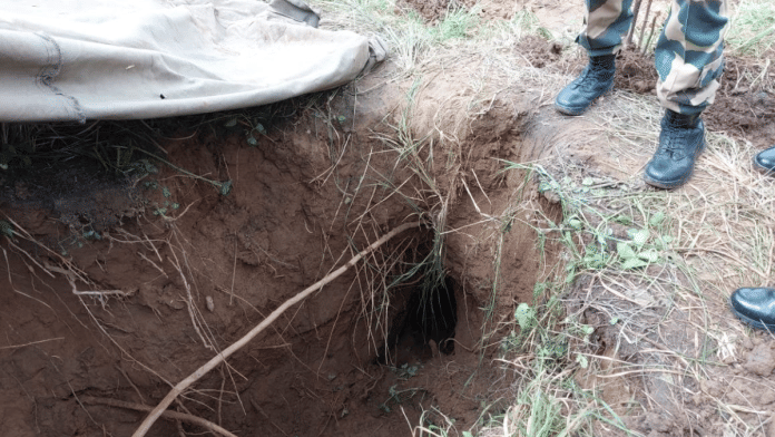 File photo of a tunnel found in Indian territory near international border in Jammu's Samba district | X/@BSF_India
