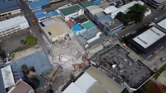 A collapsed building in Port Vila, Vanuatu | (c) Copyright Thomson Reuters 2024