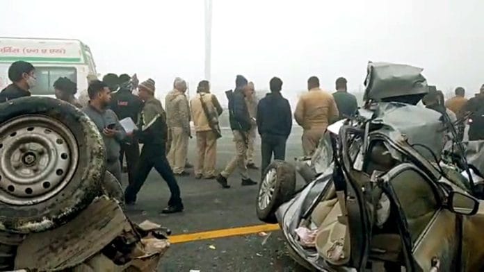File photo of an accident on Yamuna Expressway | Representational image | ANI